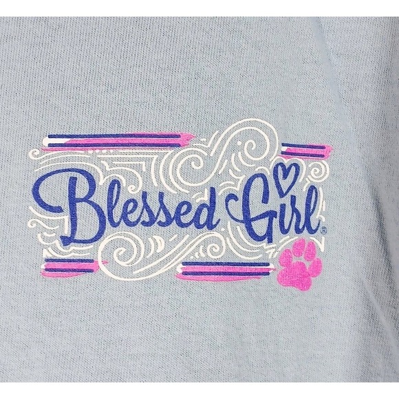 Blessed Girl "My Dog" Womens Cotton Classic T-shirt Size 2XL Light Icy Blue - Picture 4 of 9